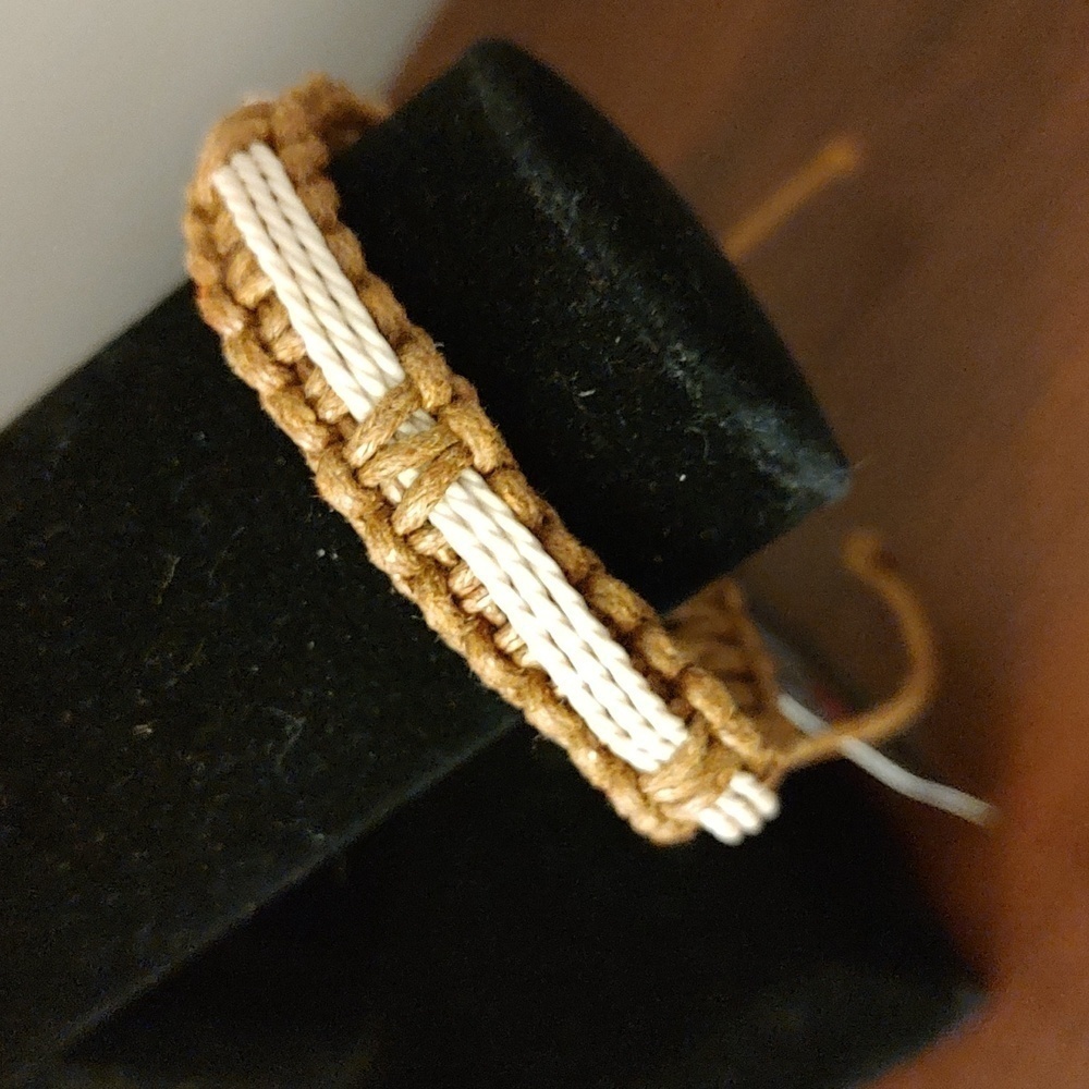 PAPARAZZI Tan Braided Cord Adjustable Bracelet with Cream Cord Accents